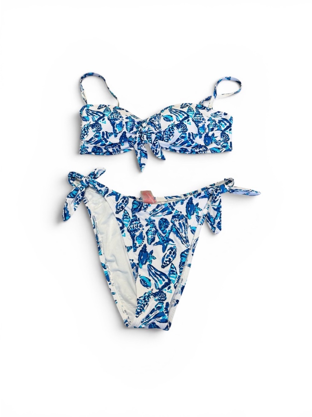 Lilly Pulitzer Blue & White Shell Tie Bikini Set Size 10